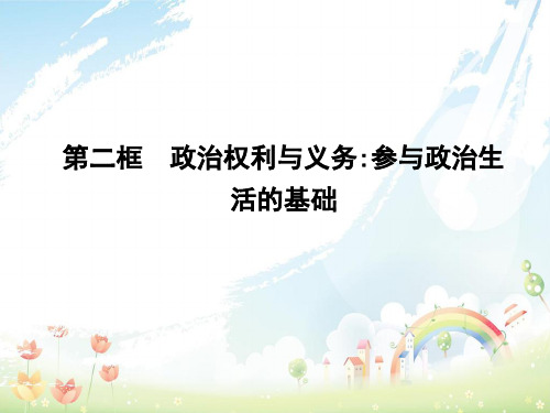 高中政治第一单元公民的政治生活第一课生活在人民当家作主的国家第二框政治权利与义务参与政治生活的基次件