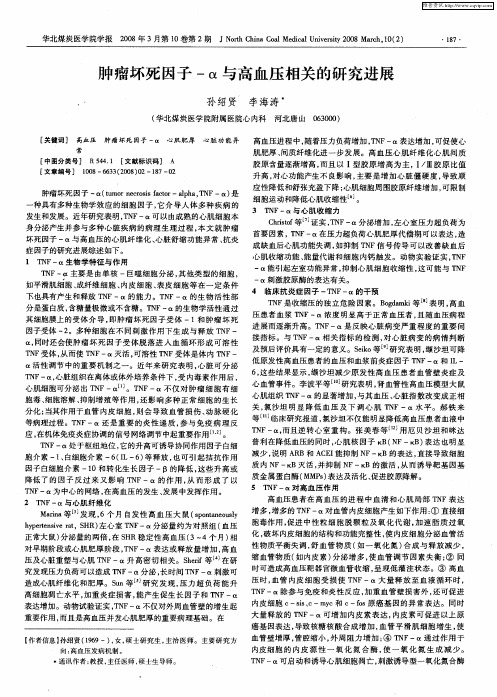 肿瘤坏死因子-α与高血压相关的研究进展