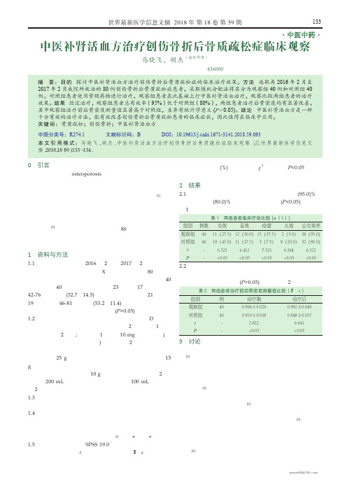 中医补肾活血方治疗创伤骨折后骨质疏松症临床观察