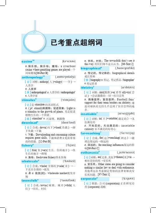 英语-考研英语词汇：已考重点超纲词