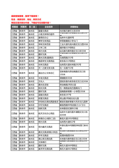 新版江西省新余市渝水区办公用品企业公司商家户名录单联系方式地址大全113家