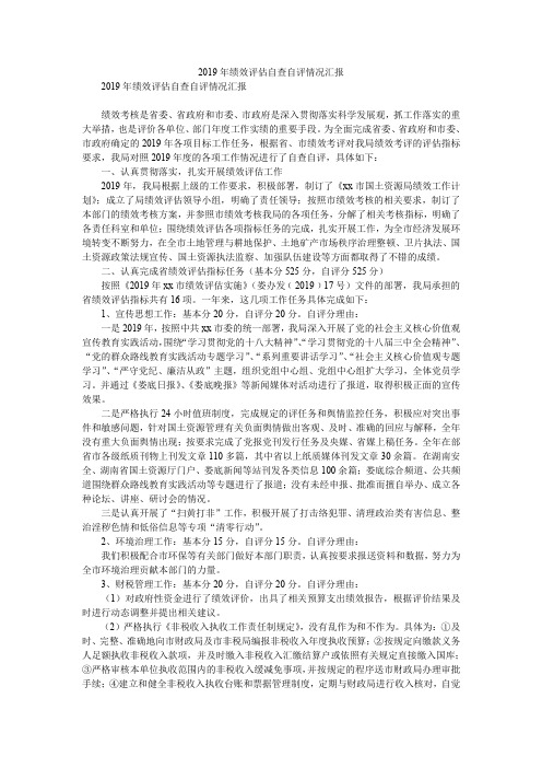 2019精选年绩效评估自查自评情况汇报