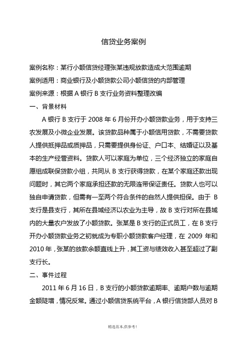 小额贷款违规操作案例