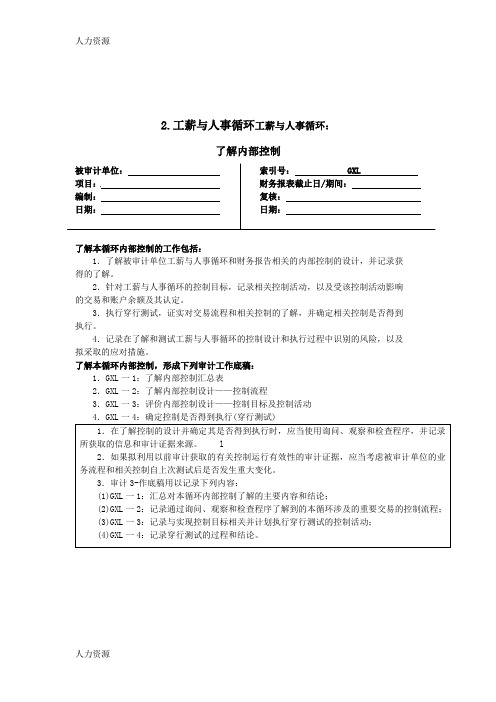 【人力资源】2.工资与人事循环-精编版
