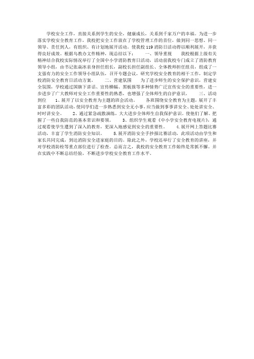 2013年11.9消防安全教育日活动总结