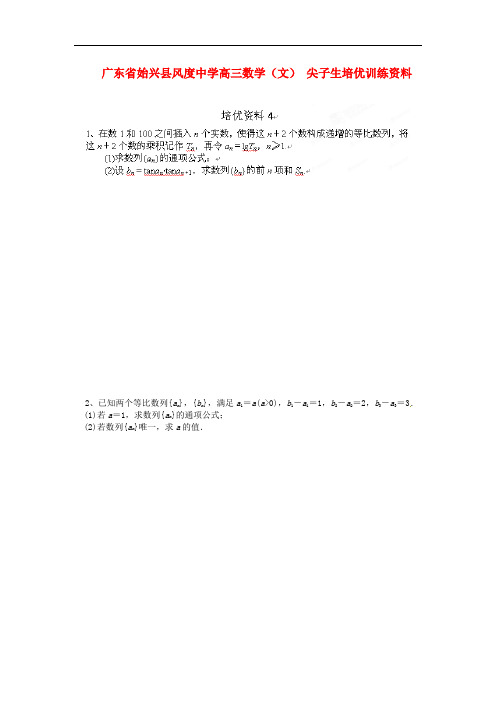 广东省始兴县风度中学高三数学 尖子生培优训练资料4 文