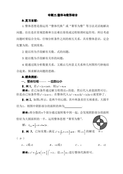 2020中考（华师大版）数学专题复习：专题3：整体与数形结合