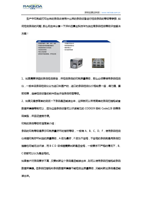 条码检测等级评定解决方案