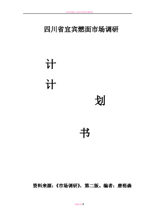 宜宾燃面调研计划书