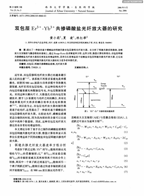 双包层Er 3+-Yb 3+共掺磷酸盐光纤放大器的研究