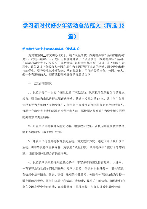 学习新时代好少年活动总结范文(精选12篇)