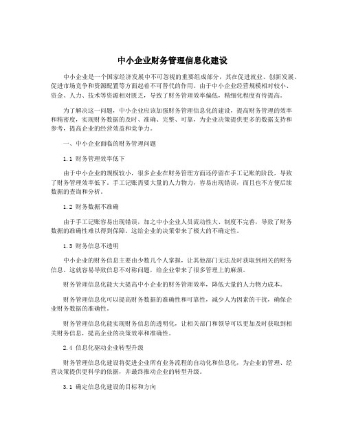 中小企业财务管理信息化建设