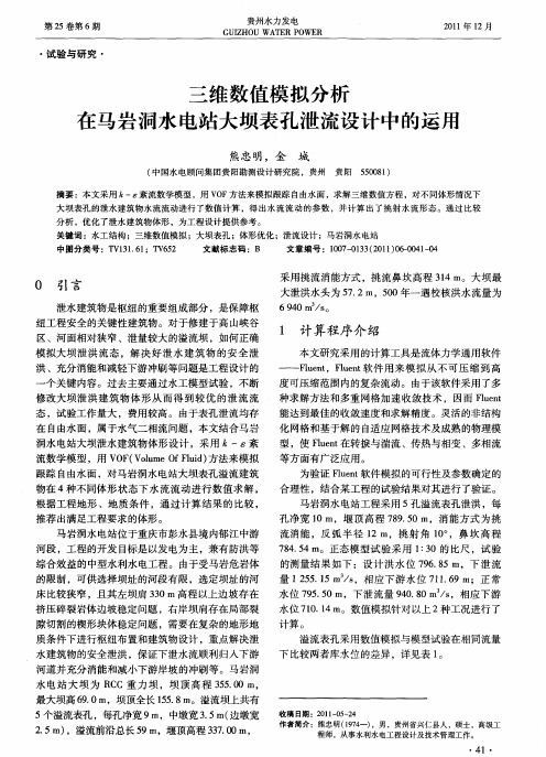 三维数值模拟分析在马岩洞水电站大坝表孔泄流设计中的运用