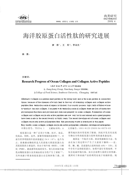 海洋胶原蛋白活性肽的研究进展