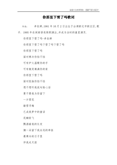 你那里下雪了吗歌词