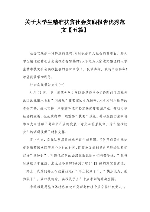 关于大学生精准扶贫社会实践报告优秀范文【五篇】