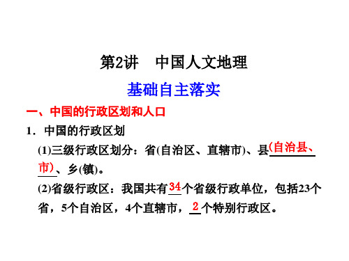 【步步高】2012高考地理大一轮复习课件：区域地理 第二单元 第2讲 中国人文地理