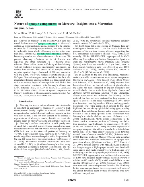 Riner_2009_GRL_Nature of opaque components on Mercury_Insights into a Mercurian magma ocean