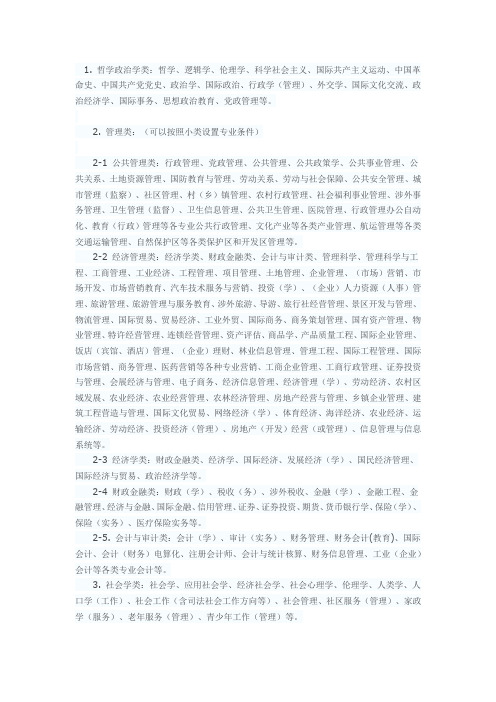 公务员专业分类