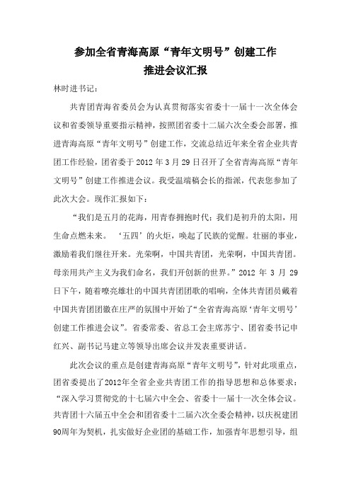 全省青海高原“青年文明号”创建工作推进会议