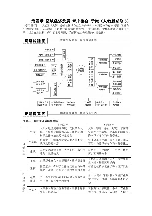 2019高二地理新人教版必修3学案：第四章 区域经济发展 章末整合 