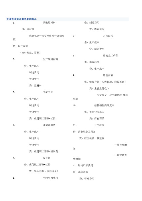 工业企业会计账务处理流程