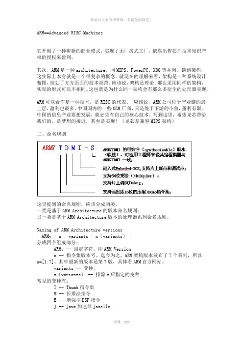 ARM命名规则
