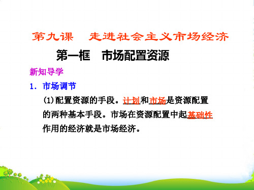 高中政治 第九课 第一框市场配置资源课件 新人教必修1