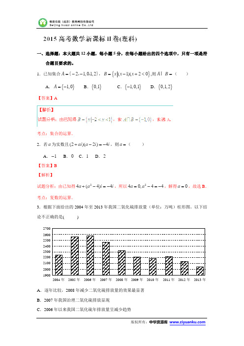 2015高考试题数学理(新课标II卷)解析版