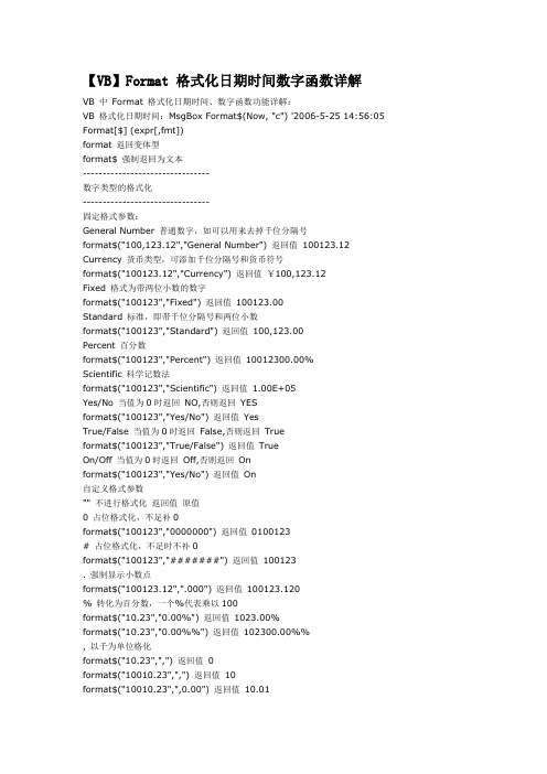 【VB】Format 格式化日期时间数字函数详解