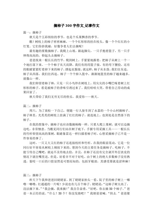 摘柿子300字作文_记事作文