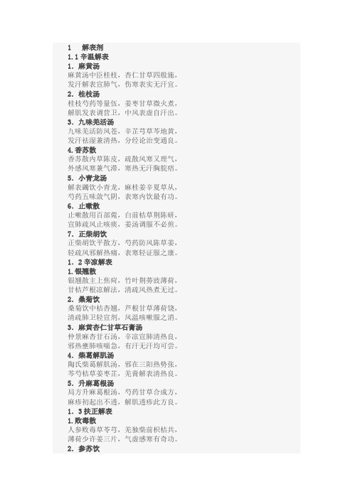 第七版方剂歌诀