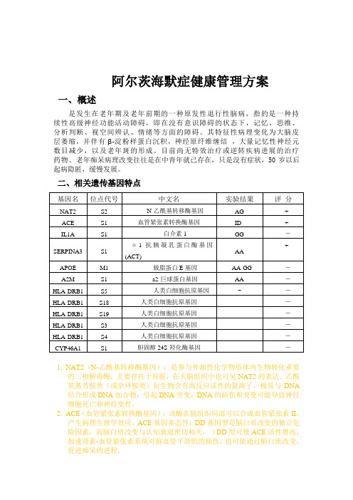阿尔茨海默症健康管理方案