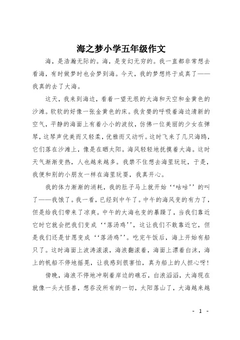 海之梦小学五年级作文
