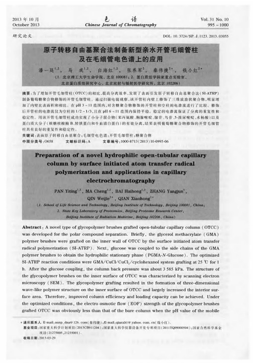 原子转移自由基聚合法制备新型亲水开管毛细管柱及在毛细管电色谱上的应用
