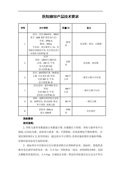 窗帘产品技术要求