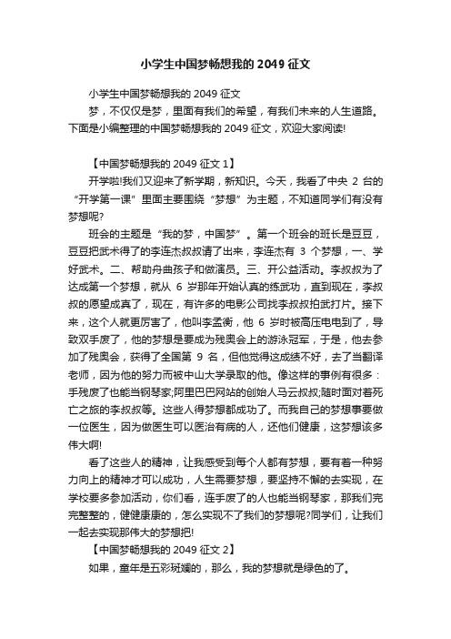 小学生中国梦畅想我的2049征文