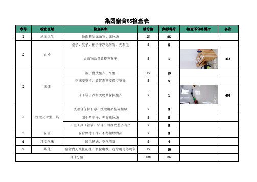 集团宿舍6S检查表