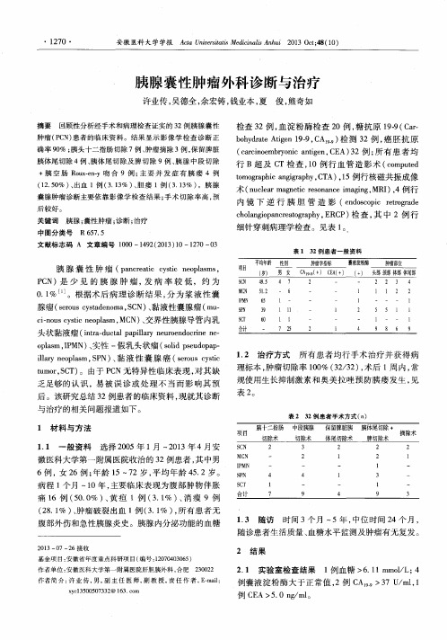 胰腺囊性肿瘤外科诊断与治疗
