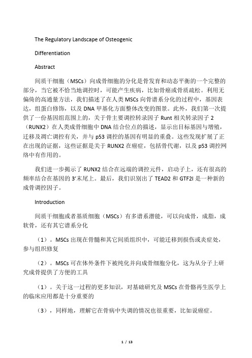 成骨细胞分化调控概览