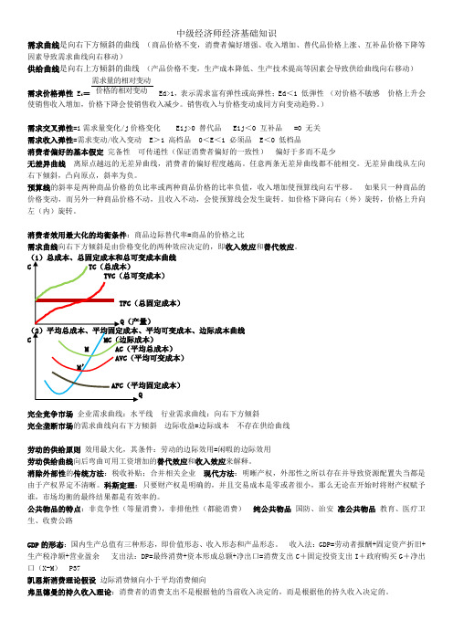 2018年中级经济师经济基础知识要点精简版