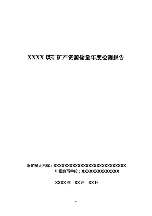 XXXX煤矿矿产资源储量年度检测报告