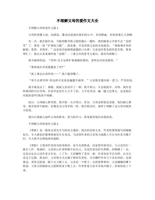不理解父母的爱作文大全