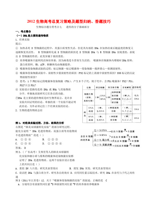 遗传2012生物高考总复习策略及题型归纳