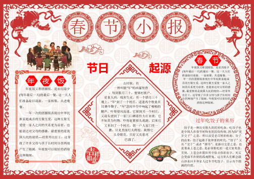 快乐寒假春节年味手绘电子小报手抄报黑板报3(3篇精美图文可改)