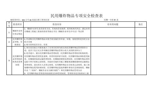 民用爆炸物品管理专项检查表