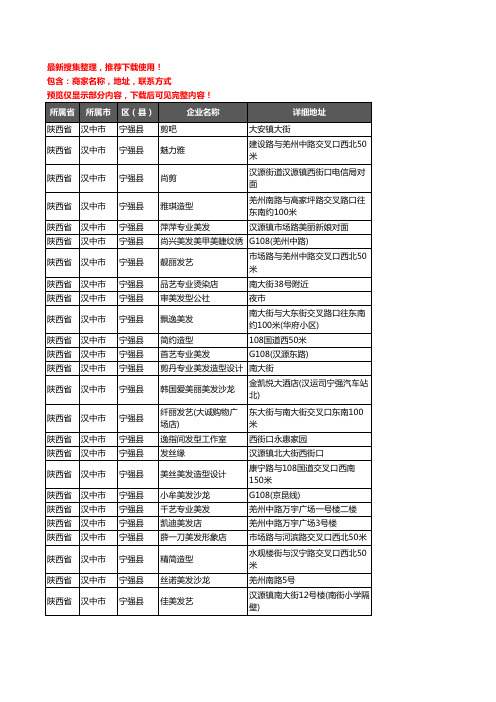 新版陕西省汉中市宁强县美容美发企业公司商家户名录单联系方式地址大全68家