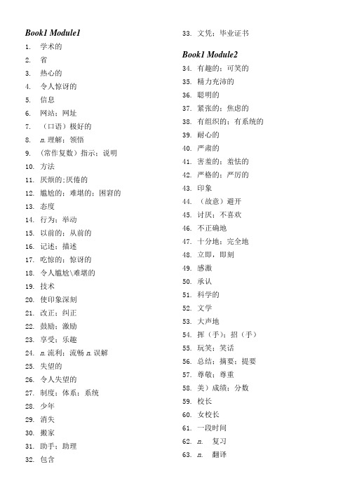 高中英语必修一M1-M5单词测试-外研版