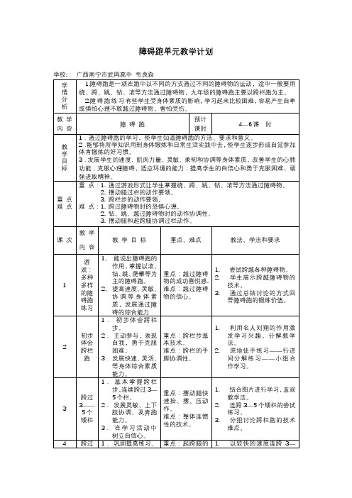 障碍跑单元教学计划