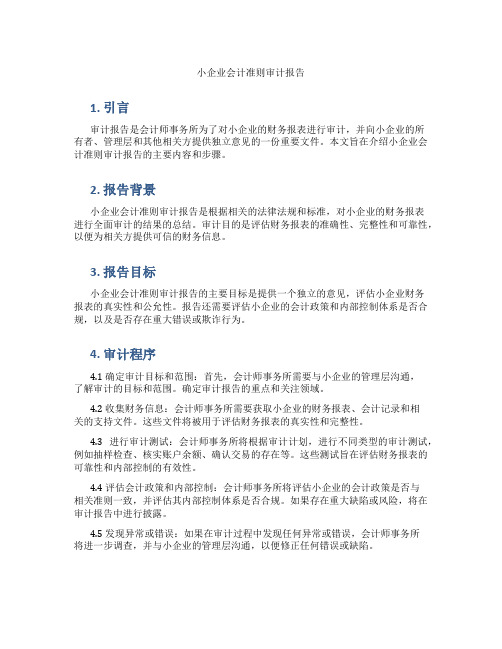 小企业会计准则审计报告